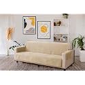 KINGLY Velvet Quilted Universal Elastic Sofa Cover Non-Slip Sofa Protector 7 Seater Armchair Cover with Machine Washable Adjustable Elastic Straps (3+2+2 Seater) (Natural Beige Light Cream)