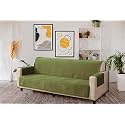 KINGLY Velvet Quilted Universal Elastic Sofa Cover Non-Slip Sofa Protector 5 Seater Armchair Cover with Machine Washable Adjustable Elastic Straps (3+1+1 Seater) (Green)