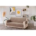KINGLY Velvet Quilted Universal Elastic Sofa Cover Non-Slip Sofa Protector 1 Seater Armchair Cover with Machine Washable Adjustable Elastic Straps (1 Seater) (Mouse Brown)