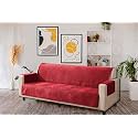 KINGLY Velvet Quilted Universal Elastic Sofa Cover Non-Slip Sofa Protector 4 Seater Armchair Cover with Machine Washable Adjustable Elastic Straps (4 Seater) (Maroon_Red)
