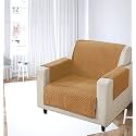 KINGLY Velvet Quilted Universal Elastic Sofa Cover Non-Slip Sofa Protector 4 Seater Armchair Cover with Machine Washable Adjustable Elastic Straps (4 Seater) (Harvest Gold)