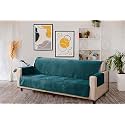 KINGLY Velvet Quilted Universal Elastic Sofa Cover Non-Slip Sofa Protector 1 Seater Armchair Cover with Machine Washable Adjustable Elastic Straps (1 Seater) (Til)