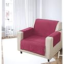 KINGLY Velvet Quilted Universal Elastic Sofa Cover Non-Slip Sofa Protector 1 Seater Armchair Cover with Machine Washable Adjustable Elastic Straps (1 Seater) (Onion Pink)