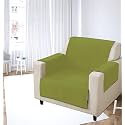 KINGLY Velvet Quilted Universal Elastic Sofa Cover Non-Slip Sofa Protector 1 Seater Armchair Cover with Machine Washable Adjustable Elastic Straps (1 Seater) (Green)