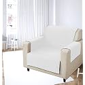KINGLY Velvet Quilted Universal Elastic Sofa Cover Non-Slip Sofa Protector 4 Seater Armchair Cover with Machine Washable Adjustable Elastic Straps (4 Seater) (White)