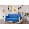 KINGLY Velvet Quilted Universal Elastic Sofa Cover Non-Slip Sofa Protector 4 Seater Armchair Cover with Machine Washable Adjustable Elastic Straps (4 Seater) (German Blue)