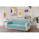 KINGLY Velvet Quilted Universal Elastic Sofa Cover Non-Slip Sofa Protector 3 Seater Armchair Cover with Machine Washable Adjustable Elastic Straps (3 Seater) (Italian Blue)