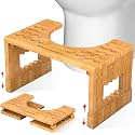 KingPavonini Bamboo Toilet Stool Squat 7in & 9in Adjustable Height, Bamboo