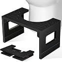 KingPavonini Bamboo Toilet Stool Squat 7in & 9in Adjustable Height, Black