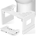 KingPavonini Bamboo Toilet Stool Squat 7in & 9in Adjustable Height, White