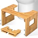 KingPavonini Foldable Bamboo Toilet Stool Squat 7in & 9in Adjustable Height