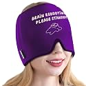 KingPavonini Migraine Relief Cap, Soothing Headache Relief Cap for Long-Lasting Cooling, Hot and Cold Therapy, Odorless Gel Migraine Cap for Tension, Stress, Hangover, Sinus &amp; Puffy Eyes Purple