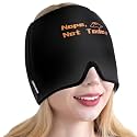 KingPavonini Migraine Relief Cap, Soothing Headache Relief Cap for Long-Lasting Cooling, Hot and Cold Therapy, Odorless Gel Migraine Cap for Tension, Stress, Hangover, Sinus &amp; Puffy Eyes Black