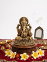 kingsman Brass Ganesha Statue Elegant and Sacred Temple Decor | Decorative Idol - 4cm Decorative Showpiece  -  4 cm