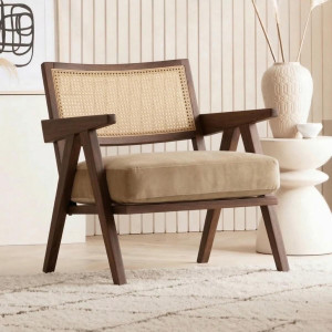 kingsman furnitures abel rattan accent arm chair for home bedroom  living dining  drawing room cane living room chair