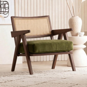 kingsman furnitures abel rattan accent arm chair for home bedroom  living dining  drawing room cane living room chair