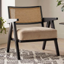 Kingsman Furnitures Abel Rattan Accent Arm Chair for Home Bedroom | Living, Dining & Drawing Room Cane Living Room Chair