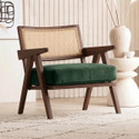 Kingsman Furnitures Abel Rattan Accent Arm Chair for Home Bedroom | Living, Dining & Drawing Room Cane Living Room Chair (Finish Color - Forest Green, Pre-assembled)