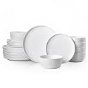 KINGSTONE 18-Piece Hammered Ceramic Dinnerware Sets, White