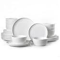 KINGSTONE 24-Piece Hammered Ceramic Dinnerware Sets, White
