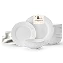 KINGSTONE Dinnerware Sets for 6, 18-Piece plates and bowls sets, Matte Marble