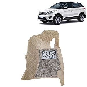 kingsway accessories premium 7d car floor mats only compatible with hyundai creta year 2015 to 2017 all model set of 3 pcs 100 waterproof amp washable luxury 7d car foot mats beige