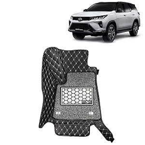 kingsway accessories premium 7d car floor mats only compatible with toyota fortuner year 2021 to 2025 all model set of 4 pcs 100 waterproof amp washable luxury 7d car foot mats black