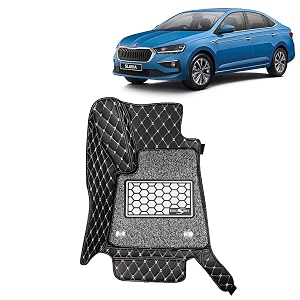 kingsway accessories premium 7d car floor mats only compatible with skoda slavia year 2022 onwards all model set of 3 pcs 100 waterproof amp washable luxury 7d car foot mats black