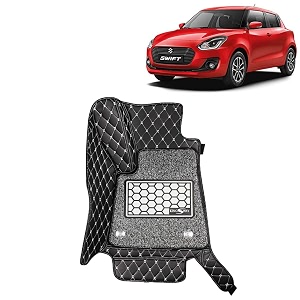 kingsway accessories premium 7d car floor mats only compatible with maruti suzuki swift year 2018 to 2020 all model set of 3 pcs 100 waterproof amp washable luxury 7d car foot mats black