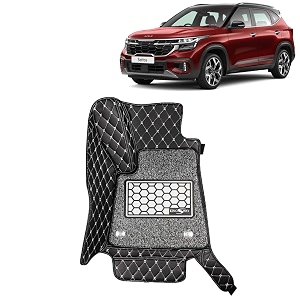 kingsway accessories premium 7d car floor mats only compatible with kia seltos year 2023 onwards all model set of 3 pcs 100 waterproof amp washable luxury 7d car foot mats black