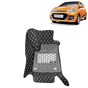 kingsway accessories premium 7d car floor mats only compatible with hyundai grand i10 year 2013 to 2017 all model set of 3 pcs 100 waterproof amp washable luxury 7d car foot mats black