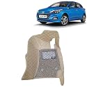 KINGSWAY Accessories Premium 7D Car Floor Mats Only Compatible with Hyundai Elite I20 Year 2018 to 2020 All Model, Set of 3 Pcs, 100% Waterproof &amp; Washable Luxury 7D Car Foot Mats, Beige