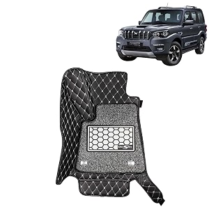 kingsway accessories premium 7d car floor mats only compatible with mahindra scorpio classic 7 seater year 2022 onwards all model set of 4 pcs 100 waterproof luxury 7d car foot mats black