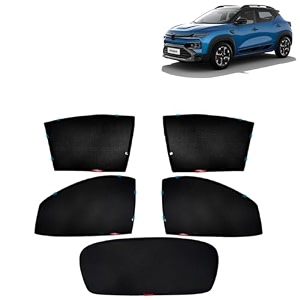 kingsway accessories car side window sun shade half cut magnetic with rear windshield curtain only compatible with renault kiger year 2025 onwards all model only half cut in front window pack of 5