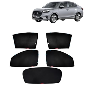 kingsway amaze car sun shade half cut magnetic curtains for 2025 onwards model compatible with honda amaze side window sunshade only half cut in front window with rear windshield black 5pcs