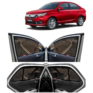 kingsway amaze car sun shade half cut magnetic curtains for 2023 onwards model compatible with honda amaze side window sunshade only half cut in front window with rear windshield black 5pcs