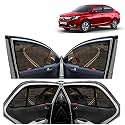 Kingsway® Amaze Car Sun Shade Half Cut Magnetic Curtains for 2021 to 2022 Model, Compatible with Honda Amaze Side Window Sunshade, Only Half Cut in Front Window with Rear Windshield, Black, 5pcs