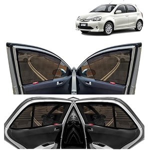 kingsway car magnetic sun shades curtains with rear windshield for toyota etios liva black set of 5