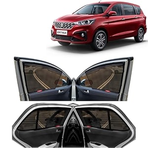 kingsway ertiga car sun shade half cut magnetic curtains for 2022 onwards model compatible with maruti suzuki ertiga side window half cut in front window with rear windshield black 7pcs