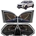 Kingsway® Car Side Window Curtain Sun Shades Magnetic for Skoda Kushaq (2021 Onwards), Half Cut in Front Window with Rear Windshield, Cotton Mesh, Complete Set of 5 Piece