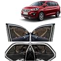 Kingsway® Ertiga Car Sun Shade Half Cut Magnetic Curtains for 2022 Onwards Model, Compatible with Maruti Suzuki Ertiga Side Window, Half Cut in Front Window with Rear Windshield, Black, 7pcs