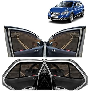 kingsway car magnetic sun shades curtains with rear windsheild for maruti suzuki s-cross black set of 5