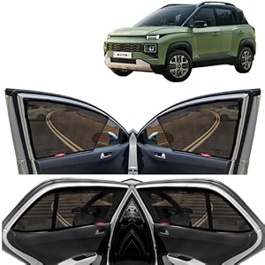 kingsway exter car sun shade half cut magnetic curtains for 2023 onwards model compatible with hyundai exter side window sunshade only half cut in front window with rear windshield black 5pcs