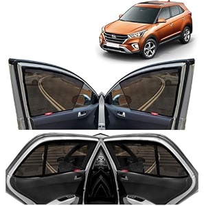 kingsway car magnetic sun shadescurtains for hyundai creta 2018 onwards with rear windsheild half black color cotton set of 5