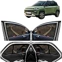 Kingsway® Exter Car Sun Shade Half Cut Magnetic Curtains for 2023 Onwards Model, Compatible with Hyundai Exter Side Window Sunshade, Only Half Cut in Front Window with Rear Windshield, Black, 5pcs