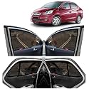 KINGSWAY Car Sun Shade Curtains Only Compatible with Honda Amaze (2013 to 2018) | Front Window in Half Cut and Rear in Zipper (Magnetic) | UV &amp; Heat Protection | Pack of 4 Pcs