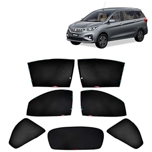 kingsway car side window sun shade half cut magnetic with rear windshield curtain only compatible with maruti suzuki ertiga year 2025 onwards all model only half cut in front window pack of 7