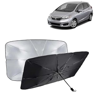 kingsway car sun shade uv protection windshield cover compatible with honda jazz year 2018-2023 foldable size universal fit umbrella curtain for front window rear window black 1 piece