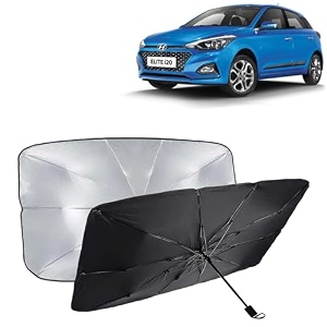 kingsway car sun shade uv protection windshield cover compatible with hyundai elite i20 year 2018-2020 foldable size universal fit umbrella curtain for front window rear window black 1 piece