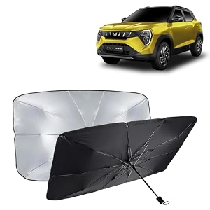 kingsway car sun shade uv protection windshield cover compatible with mahindra 3xo year 2024 onwards foldable size universal fit umbrella curtain for front window rear window black 1 piece